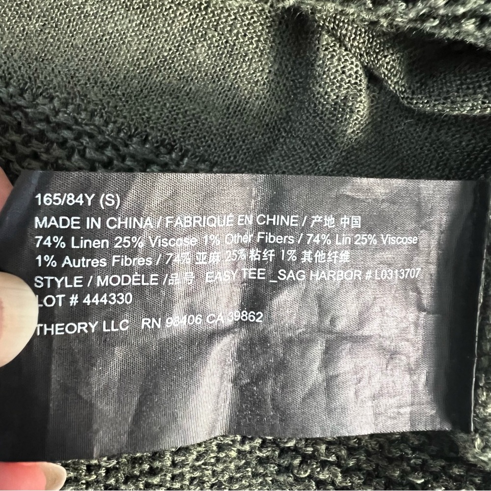 Theory Linen Blend Easy Tee in Clover Green - Picture 6 of 8